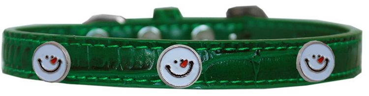 Frosty Face Widget Croc Dog Collar Emerald Green Size 16